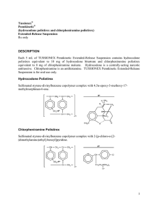 TUSSIONEX Pennkinetic (hydrocodone polistirex