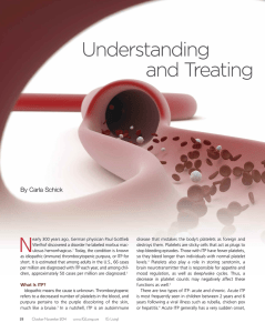 Understanding and Treating Idiopathic Thrombocytopenic Purpura