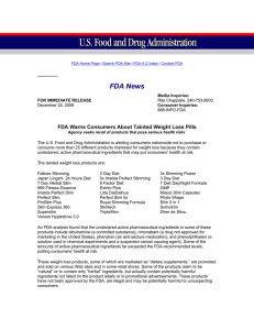 FDA Warns Consumers About Tainted Weight Loss Pills