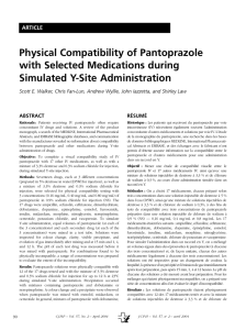 Physical Compatibility of Pantoprazole with Selected Medications