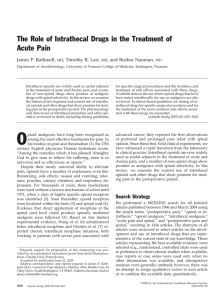 The Role of Intrathecal Drugs in the Treatment of Acute Pain