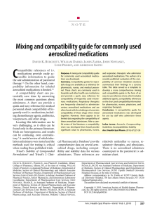Mixing and compatibility guide for commonly used aerosolized