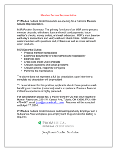 Member Service Representative ProMedica Federal Credit Union