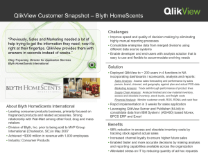 QlikView Customer Snapshot – Blyth HomeScents