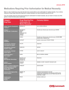 Medications Requiring Prior Authorization for Medical