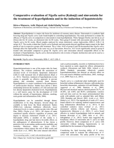 Comparative evaluation of Nigella sativa (Kalonji) and simvastatin