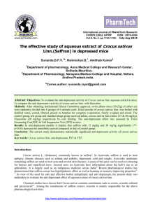 The effective study of aqueous extract of Crocus sativus Linn