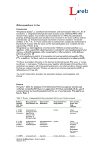 (Es)omeprazole and tinnitus Introduction Omeprazole (Losec®), a