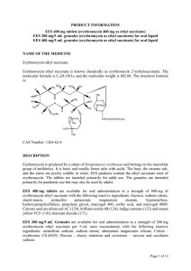 PRODUCT INFORMATION EES 400 mg tablets (erythromycin 400
