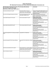 Kaiser Permanente NF, Restricted Formulary and Criteria
