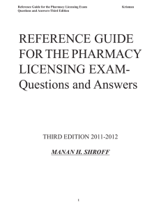 REFERENCE GUIDE FOR THE PHARMACY