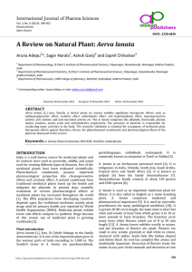 A Review on Natural Plant: Aerva lanata