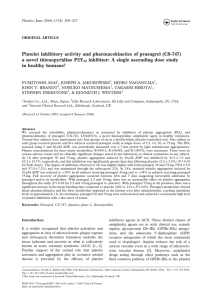 Platelet inhibitory activity and pharmacokinetics of prasugrel