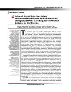 Epidural Steroid Injections Safety Recommendations by the Multi