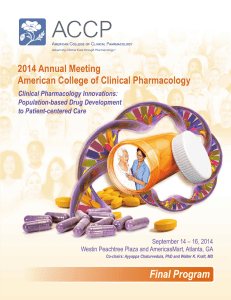 Final Program - American College of Clinical Pharmacology