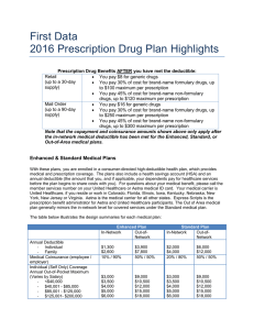 First Data 2016 Prescription Drug Plan Highlights