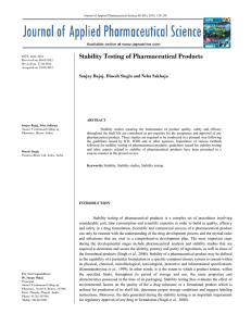 Stability Testing of Pharmaceutical Products