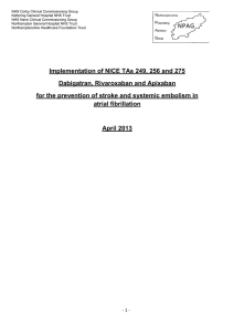 Implementation of NICE TAs 249, 256 and 275 Dabigatran