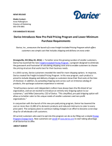 Darice Introduces New Pre-Paid Pricing Program and Lower