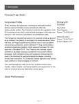 Financial Tear Sheet Corporate Profile Primary IR Contact Stock