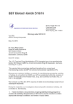 Warning Letter for the company BBT Biotech dated 16 May 2016