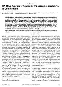 RP-HPLC Analysis of Aspirin - Indian Journal of Pharmaceutical