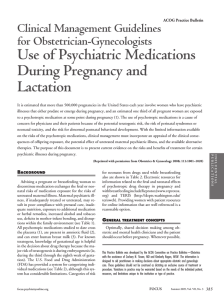 Use of Psychiatric Medications During Pregnancy and Lactation Clinical Management Guidelines