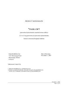 PAXIL CR™ PRODUCT MONOGRAPH