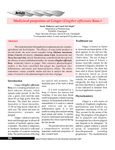 Medicinal properties of Ginger ( Zingiber officinale Article