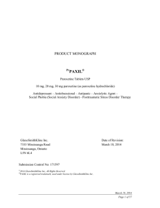 PAXIL  PRODUCT MONOGRAPH