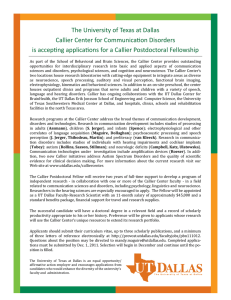 The University of Texas at Dallas Callier Center for Communication