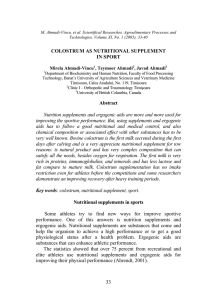 COLOSTRUM AS NUTRITIONAL SUPPLEMENT – Journal Of