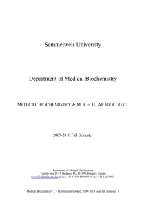 Semmelweis University Department of Medical Biochemistry