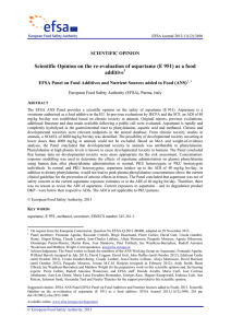 Scientific Opinion on the re-evaluation of aspartame (E 951) as a