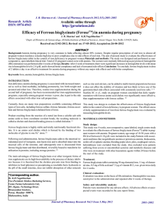 Efficacy of ferrous bisglycinate - Journal of Pharmacy Research