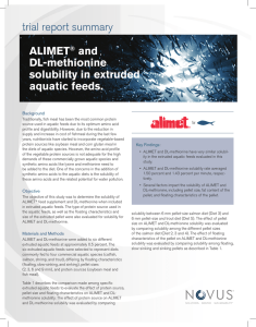 ALIMET® and DL-methionine solubility in extruded aquatic feeds