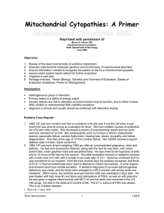 Mitochondrial Cytopathies: A Primer