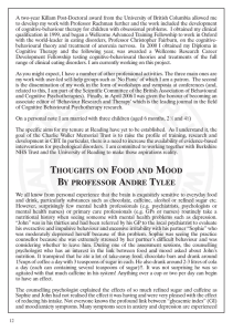 THOUGHTS ON FOOD AND MOOD BY PROFESSOR ANDRE TYLEE