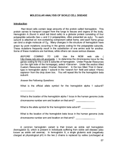 MOLECULAR ANALYSIS OF SICKLE CELL DISEASE Introduction