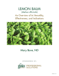 LEMON BALM Mary Bove, ND An Overview of its Versatility, Effectiveness, and Indications