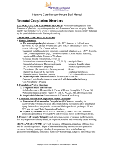 Neonatal Coagulation Disorders