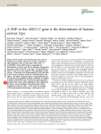A SNP in the ABCC11 gene is the determinant of human earwax type
