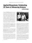 Applied Biosystems: Celebrating 25 Years of Advancing Science