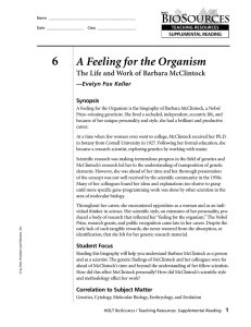A Feeling for the Organism Book Report Worksheet