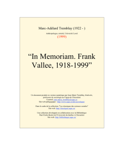 In Memoriam. Frank Vallee, 1918-1999