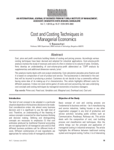 Cost and Costing Techniques in Managerial Economics