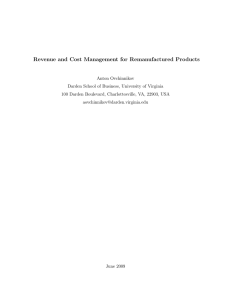 Revenue and Cost Management for Remanufactured