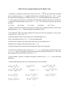 Math 115–Test 1 Sample Problems for Dr. Hukle’s Class