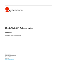Music Web API Release Notes