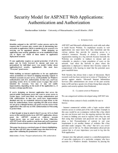 Security Model for ASP.NET Web Applications: Authentication and